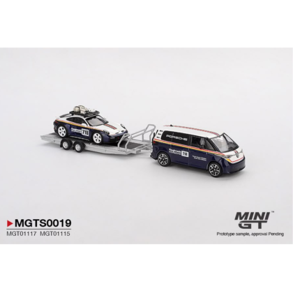 MINI GT MGTS0019 Porsche 911 Dakar + Volkswagen ID. Buzz with Trailer Set